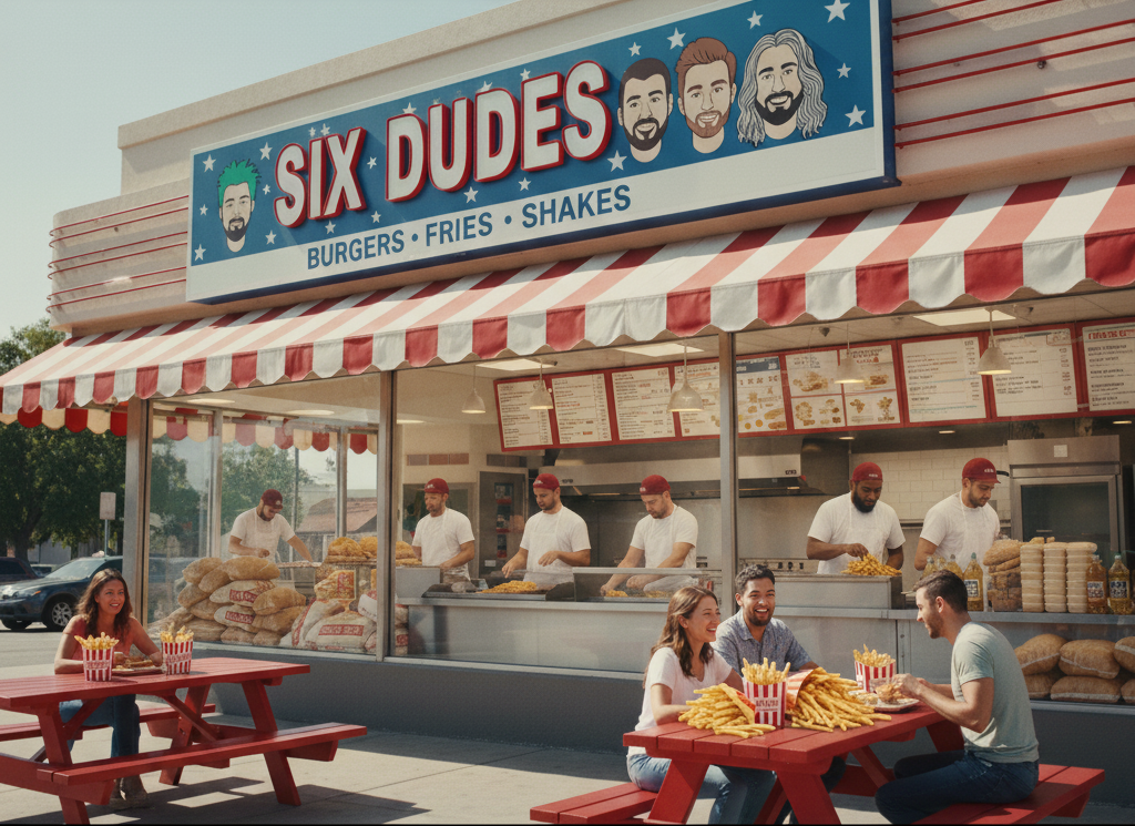 An AI generated fast food restaurant where they give you too many fries.